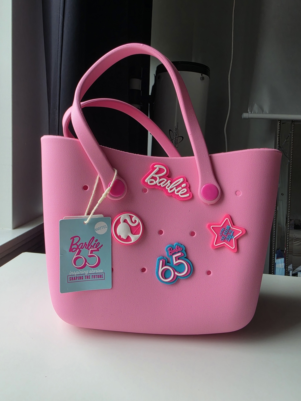 Kids Barbie Pink Tote Bag with 65th Anniversary Charms